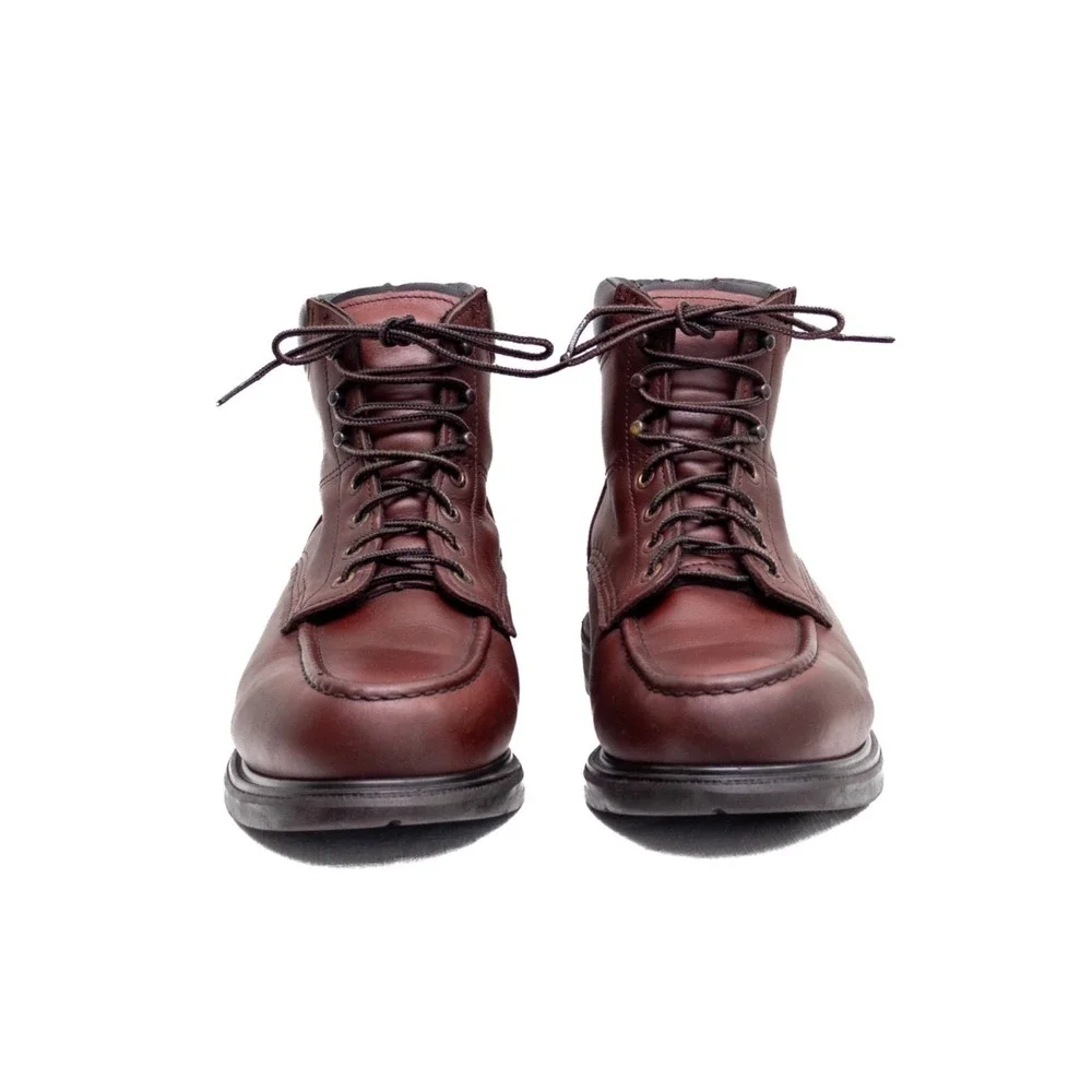 Red Wing Moc Toe Boots Burgundy 202 SUPERSOLE 6-INCH‎ SOFT TOE Men's US 10.5